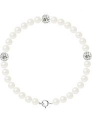 Mitzuko Bransoletka z perłami i kryształkami w kolorze białym rozmiar: onesize. Białe bransoletki damskie Mitzuko, srebrne. Za 282.95 zł.