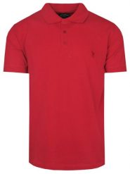 Koszulka POLO Czerwona, Casualowa, Krótki Rękaw, Jednokolorowa -EXPOMAN. Czerwone koszulki polo męskie Expoman, l, bez wzorów, z bawełny, bez ramiączek. Za 115.00 zł.