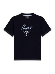 Guess T-Shirt L6GI06 K8HM4 Granatowy Relaxed Fit. Niebieskie t-shirty chłopięce Guess, z aplikacjami, z bawełny, bez ramiączek. Za 94.99 zł.