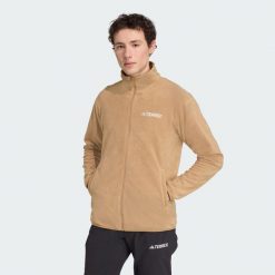 Kurtka Multi Essentials Full-Zip Fleece. Brązowe kurtki męskie Adidas, l, bez wzorów, z materiału, sportowe, bez kaptura. W wyprzedaży za 142.35 zł.