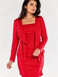 Żakiet Model A559 Red - awama. Czerwone marynarki i żakiety damskie Awama, l, bez wzorów, z elastanu. Za 256.23 zł.