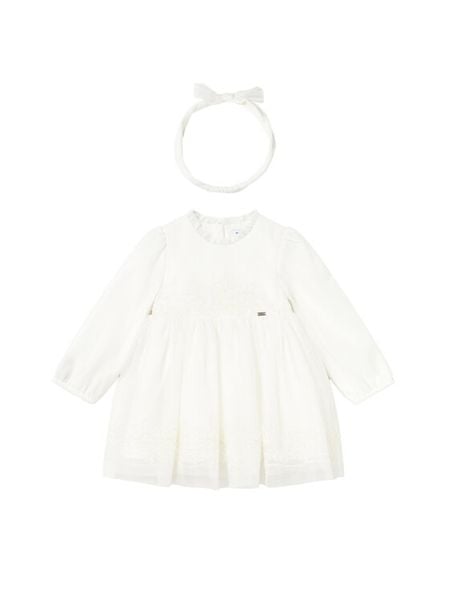 Mayoral Sukienka elegancka 2902 Écru Regular Fit. Sukienki dziewczęce Mayoral, bez wzorów, z syntetyku, bez ramiączek. Za 199.99 zł.
