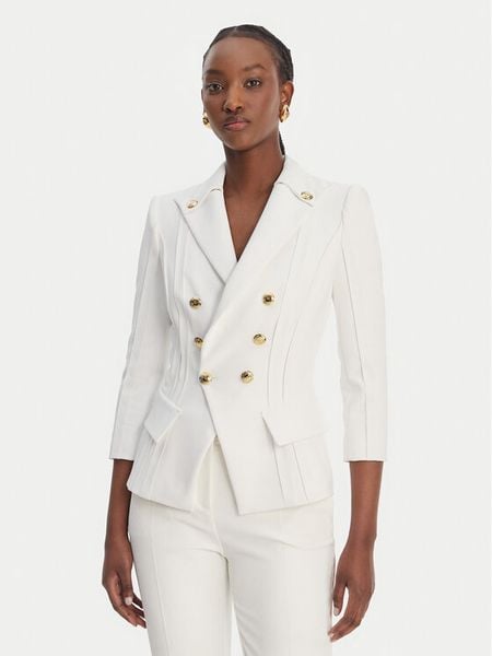 Elisabetta Franchi Marynarka GI-218-61E2-V780 Biały Regular Fit. Białe marynarki i żakiety damskie Elisabetta Franchi, bez wzorów, z syntetyku. Za 3,319.00 zł.
