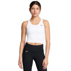 Tank top damski Under Armour Motion. Białe topy sportowe damskie Under Armour, xs, bez wzorów, z materiału, bez ramiączek. Za 172.90 zł.