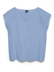 Vero Moda Bluzka w kolorze niebieskim rozmiar: XL. Niebieskie bluzki damskie Vero Moda, xl, bez wzorów, z bawełny, bez kołnierzyka, bez ramiączek. Za 69.91 zł.