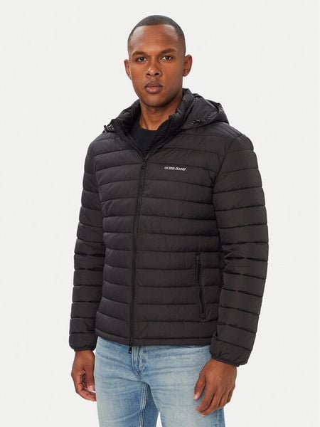 Guess Jeans Kurtka puchowa M6YL06 W2646 Czarny Regular Fit. Czarne kurtki męskie Guess Jeans, m, z aplikacjami, z jeansu, bez kaptura. Za 599.99 zł.