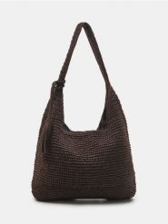 Pleciona torebka hobo na ramię z chwostem - brązowy. Brązowe torebki klasyczne damskie Sinsay, bez wzorów, bez dodatków. Za 59.99 zł.