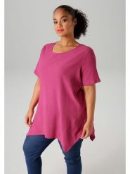 Aniston Koszulka w kolorze różowym rozmiar: 52. Różowe t-shirty damskie Aniston, bez wzorów, z asymetrycznym kołnierzem. Za 48.28 zł.