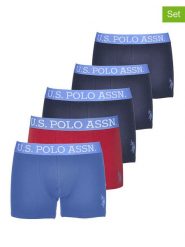 U.S. Polo Assn. Bokserki (5 par) w kolorze granatowym, niebieskim i czerwonym rozmiar: XXL. Czerwone bokserki męskie U.S. Polo Assn., bez wzorów. Za 96.14 zł.