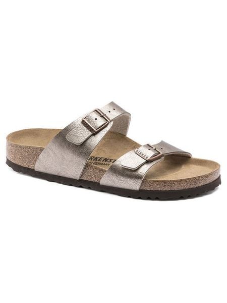 Birkenstock Klapki "Sydney" w kolorze szarobrązowym rozmiar: 40. Brązowe klapki damskie Birkenstock, bez wzorów, z materiału, bez obcasa. Za 313.27 zł.