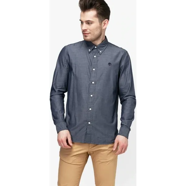 Timberland Koszula Ls Milford Solid Oxford Slim , niebieski, rozmiar L. Niebieskie koszule męskie Timberland, l, z aplikacjami, z bawełny, bez kołnierzyka, bez ramiączek. W wyprzedaży za 303.99 zł.