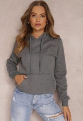 Ciemnoszara Bluza z Kapturem Kalladina. Szare bluzy z kapturem damskie Renee, l, z bawełny. Za 44.99 zł.