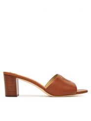 LAUREN RALPH LAUREN Klapki Everley Block-Heel 802974364002 Brązowy. Brązowe klapki damskie Lauren Ralph Lauren, bez wzorów, ze skóry, bez obcasa. Za 549.99 zł.