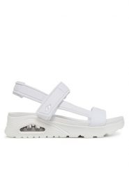 Skechers Sandały Uno-Summer Stand2 119813/WHT Biały. Białe sandały damskie Skechers, bez wzorów, z materiału, bez obcasa, na koturnie. Za 199.99 zł.