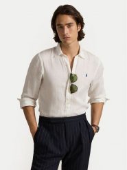 Polo Ralph Lauren Koszula 710968915014 Biały Slim Fit. Białe koszule męskie Polo Ralph Lauren, l, bez wzorów, ze lnu, bez kołnierzyka, bez ramiączek. Za 814.99 zł.