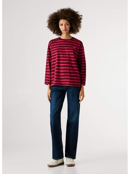 Pepe Jeans Koszulka "Banilla" w kolorze jasnoróżowo-czerwonym rozmiar: S. Czerwone bluzki damskie Pepe Jeans, s, bez wzorów, z bawełny, bez kołnierzyka. Za 104.99 zł.