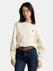Polo Ralph Lauren Bluza 211B17785002 Kremowy Relaxed Fit. Białe bluzy bez kaptura damskie Polo Ralph Lauren, xs, z bawełny. Za 859.99 zł.