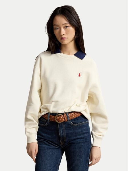 Polo Ralph Lauren Bluza 211B17785002 Kremowy Relaxed Fit. Białe bluzy bez kaptura damskie Polo Ralph Lauren, xs, z bawełny. Za 859.99 zł.