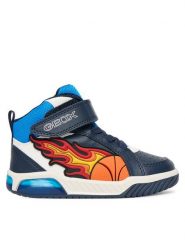 Geox Sneakersy J Inek J569CC 05411 C0693 M Granatowy. Niebieskie buty sportowe chłopięce Geox, bez wzorów, ze skóry, bez zapięcia. Za 189.99 zł.