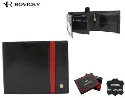 Portfel skórzany Rovicky 22320-RVTP czarny. Czarne portfele męskie ROVICKY, bez wzorów, ze skóry. Za 97.99 zł.