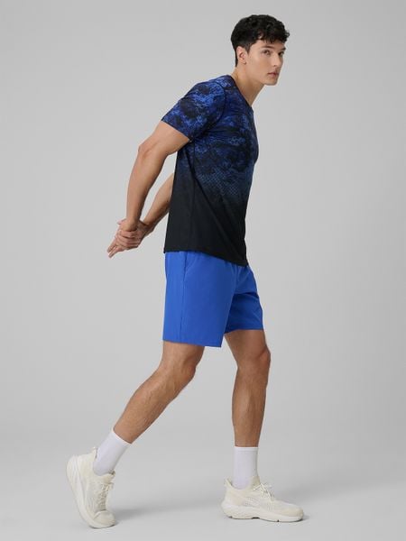 4F Spodenki treningowe szybkoschnące męskie - niebieskie 3XL. Niebieskie szorty męskie 4f, z materiału, bez kołnierzyka. Za 99.99 zł.