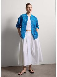 STEFANEL Bluzka w kolorze niebieskim rozmiar: XS. Niebieskie bluzki damskie Stefanel, xs, bez wzorów, z bawełny, bez kołnierzyka, bez ramiączek. Za 208.99 zł.