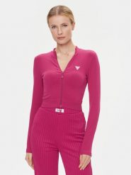 Guess Bluza V4RP01 Z3CC0 Różowy Slim Fit. Czerwone bluzy bez kaptura damskie Guess, l, z syntetyku. Za 169.99 zł.