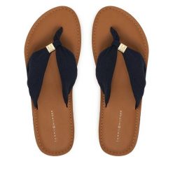 Japonki Tommy Hilfiger. Niebieskie klapki damskie Tommy Hilfiger, bez wzorów, bez obcasa. Za 229.99 zł.
