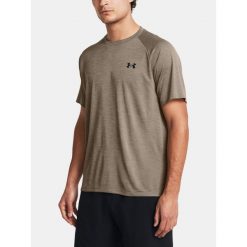 T-Shirt Męski Sportowy Under Armour Tech Textured. Brązowe t-shirty męskie Under Armour, m, bez wzorów, bez kołnierzyka. W wyprzedaży za 95.37 zł.