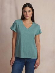 Damska koszulka z dzianiny TBS Adina. Niebieskie t-shirty damskie Tbs, s, bez wzorów, z bawełny, bez kołnierzyka. Za 170.00 zł.