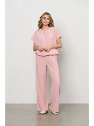 &Co Woman Spodnie "Nelly" w kolorze jasnoróżowym rozmiar: S. Różowe spodnie materiałowe damskie &Co Woman, bez wzorów, z materiału, z podwyższonym stanem. Za 147.91 zł.