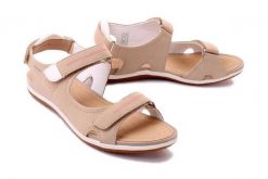 GEOX D52R6A 000EK C6029 taupe, sandały damskie. Brązowe sandały damskie Geox, bez wzorów, bez obcasa. Za 265.93 zł.