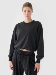 4F Bluza dresowa nierozpinana bez kaptura damska - czarna S. Czarne bluzy bez kaptura damskie 4f, s, z bawełny. W wyprzedaży za 79.99 zł.