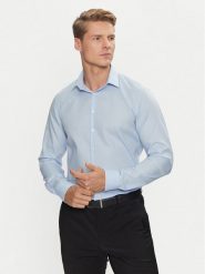 Calvin Klein Koszula Non Iron Tonal Strct Slim Shirt K10K113848 Niebieski Regular Fit. Niebieskie koszule męskie CALVIN KLEIN, m, bez wzorów, z bawełny, bez kołnierzyka, bez ramiączek. Za 219.99 zł.