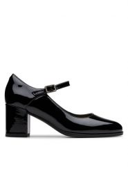 Clarks Półbuty Freva 55 Strap 26181337 Czarny. Czarne półbuty damskie Clarks, bez wzorów, z lakierowanej skóry, bez obcasa, na obcasie. Za 249.99 zł.