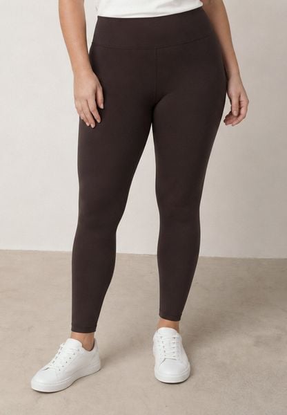 Brązowe Gładkie Legginsy z Wysokim Stanem i Panelem Podkreślającym Talię Noseno. Brązowe legginsy damskie Born2be, plus size, bez wzorów, z jeansu. Za 79.99 zł.