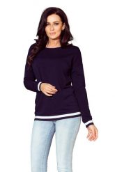 Nierozpinana Granatowa Bluza ze Ściągaczami. Bluzy bez kaptura damskie Numoco, s, z materiału. Za 155.90 zł.