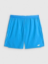 4F Spodenki do biegania szybkoschnące męskie - niebieskie XL. Niebieskie szorty męskie 4f, bez wzorów, z materiału. Za 169.99 zł.