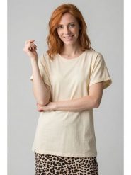 Alife and kickin Koszulka "Magdalena" w kolorze kremowym rozmiar: M. Brązowe bluzki damskie Alife and Kickin, m, bez wzorów, bez kołnierzyka, bez ramiączek. Za 43.99 zł.