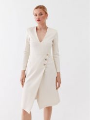 Pinko Sukienka codzienna Angolare 100943 A0HM Biały Regular Fit. Białe sukienki damskie Pinko, na co dzień, bez wzorów, z syntetyku, bez kołnierzyka, bez ramiączek, proste. Za 1,799.00 zł.