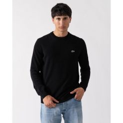 Klasyczny sweter Lacoste z czarnej bawełny organicznej. Czarne swetry męskie Lacoste, m, bez wzorów, z bawełny, bez kołnierzyka. Za 653.40 zł.