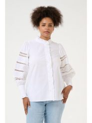 KAFFE curve Bluzka w kolorze białym rozmiar: 44. Białe bluzki damskie KAFFE curve, bez wzorów, z bawełny, bez kołnierzyka, bez ramiączek. Za 104.99 zł.