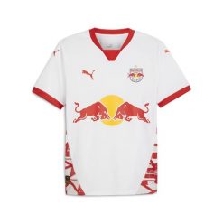 Męska koszulka domowa FC Red Bull Salzburg 24/25 PUMA White Red. Białe t-shirty sportowe męskie Puma, m, bez ramiączek, do piłki nożnej. Za 400.50 zł.