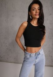 Czarny Top na Ramiączkach Basic Prążkowany Zitira. Czarne topy damskie Renee, m, bez wzorów, z jeansu, bez kołnierzyka. Za 39.99 zł.