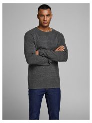 Jack & Jones Sweter w kolorze antracytowym rozmiar: L. Czarne swetry męskie Jack & Jones, l, bez wzorów, z bawełny, bez kołnierzyka. Za 136.45 zł.