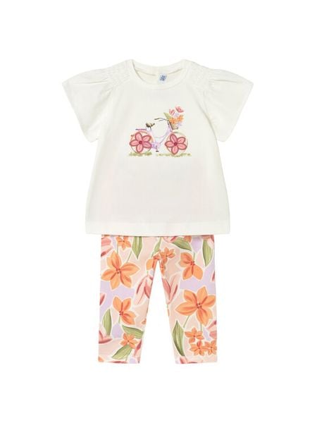 Mayoral Komplet t-shirt i legginsy 1747 Kolorowy Regular Fit. Koszulki dziewczęce Mayoral, m, bez wzorów, z bawełny, bez ramiączek. Za 129.99 zł.