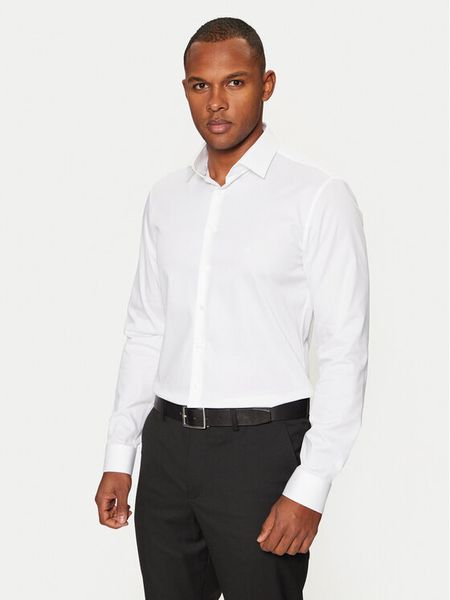 Calvin Klein Koszula K10K113863 Biały Slim Fit. Białe koszule męskie CALVIN KLEIN, m, bez wzorów, z bawełny, bez kołnierzyka, bez ramiączek. Za 219.99 zł.