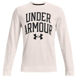 Bluza dresowa sportowa męska Under Armour Rival Terry Crew. Niebieskie bluzy bez kaptura męskie Under Armour, bez wzorów, z bawełny, sportowe, bez kołnierzyka, bez ramiączek. Za 139.99 zł.
