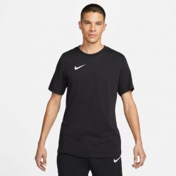 T-shirt sportowy z krótkim rękawem męski Dri-Fit Park 20 Tee. Czarne t-shirty męskie Nike, m, bez wzorów, z bawełny, bez kołnierzyka. Za 109.99 zł.