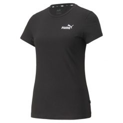 Koszulka fitens damska Puma ESS+ Embroidery Tee. Czarne bluzki damskie Puma, xl, bez kołnierzyka, bez ramiączek. W wyprzedaży za 96.80 zł.